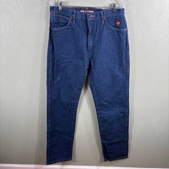 Wrangler Men Size 34x34 Blue Fire Flame Resistant Original Fit Pants Denim Jeans - Picture 11 of 12